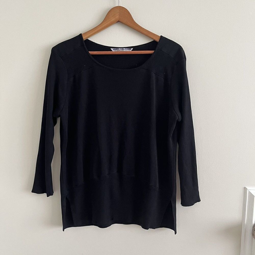 Exclusively Misook Knit Basic Top Size M Black - image 8